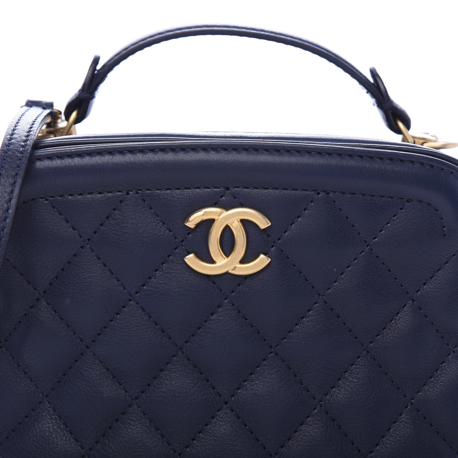 Chanel Calfskin Quilted CC Small Vanity Case Navy 10 of 10