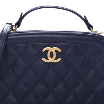 Chanel Calfskin Quilted CC Small Vanity Case Navy 10 of 10
