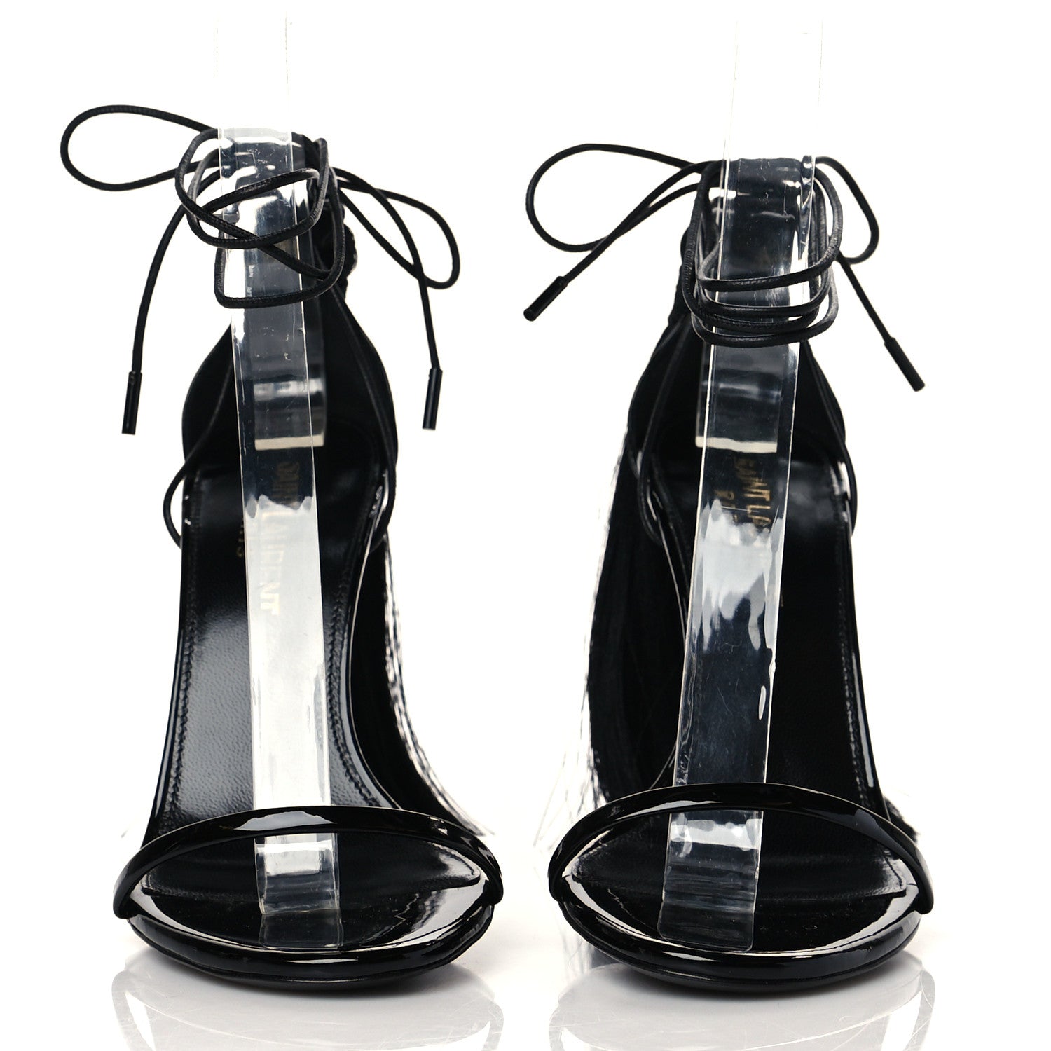 Saint Laurent Tassel Embellished Calfskin Ankle-Wrap Sandals 35 Black 2 of 9