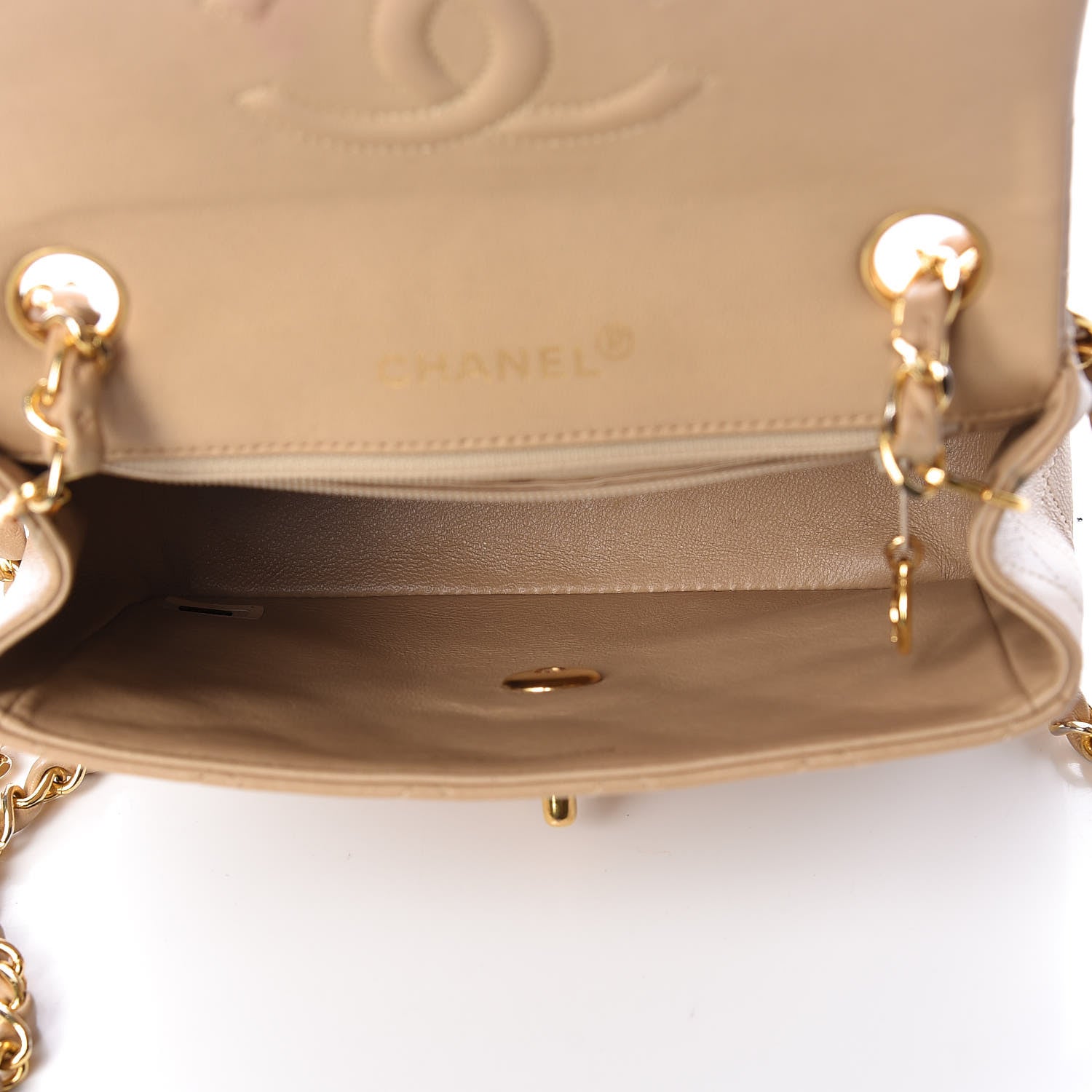 Chanel Lambskin Quilted Mini Square Flap Beige 5 of 15