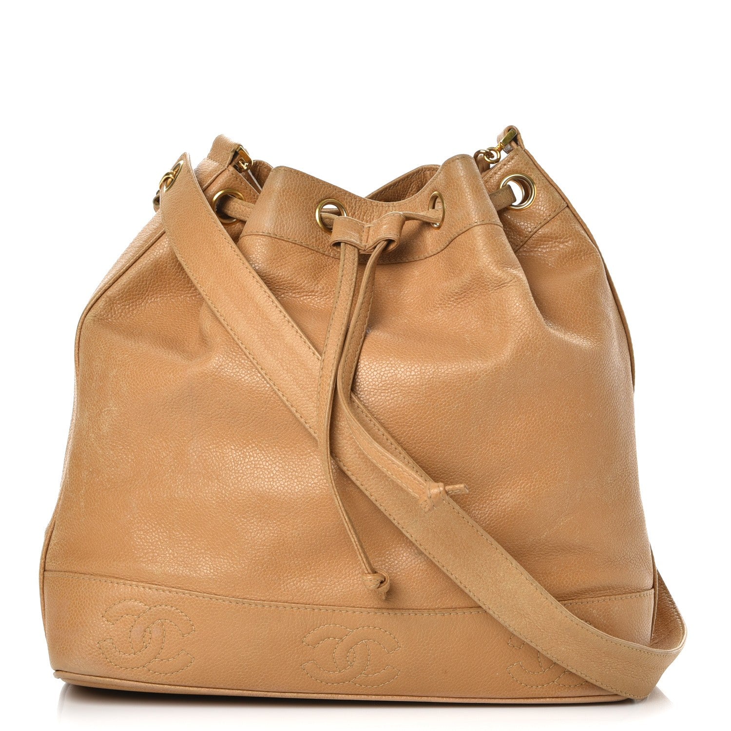Chanel Caviar Drawstring Shoulder Bag Beige 1 of 14