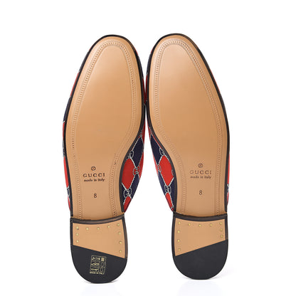 Gucci Mini GG Rhombus Chain Mens Princetown Slippers 8 Royal Bleuett Red 5 of 7