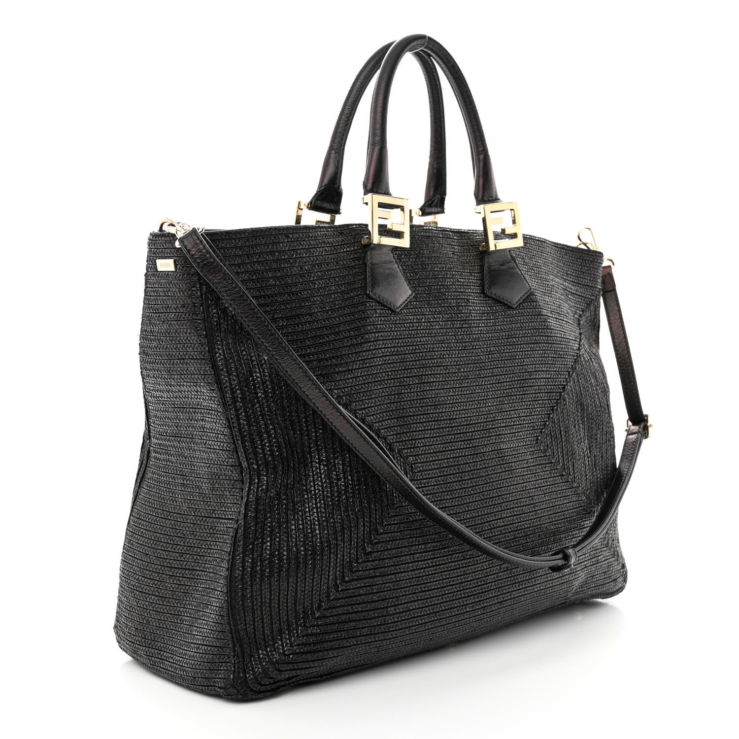 Fendi Raffia Twins Tote Black 3 of 13