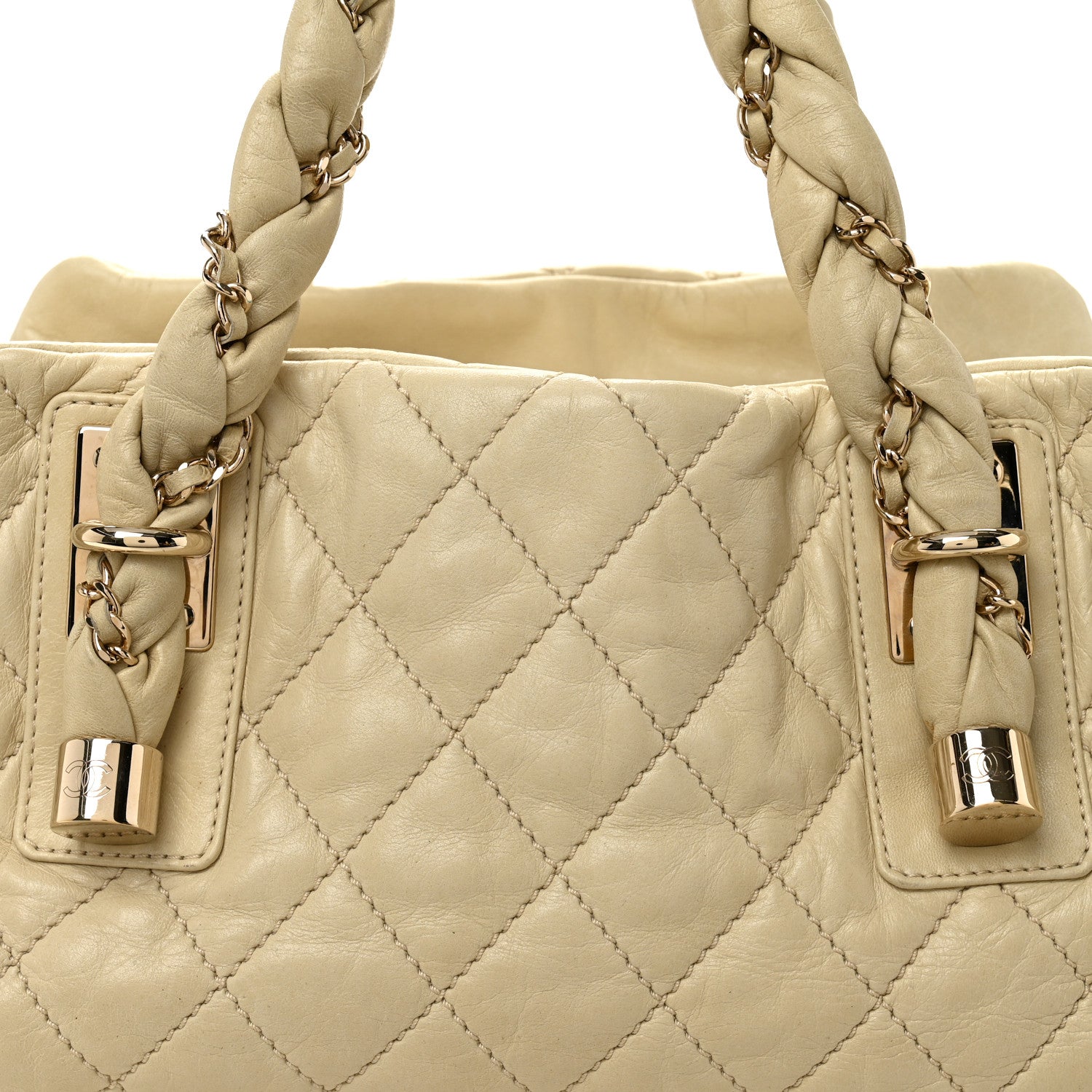 Chanel Distressed Lambskin Lady Braid Bowler Ivory 8 of 11