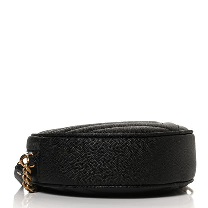 Saint Laurent Grain De Poudre Matelasse Chevron Quilted Round Vinyle Camera Bag Black 4 of 12