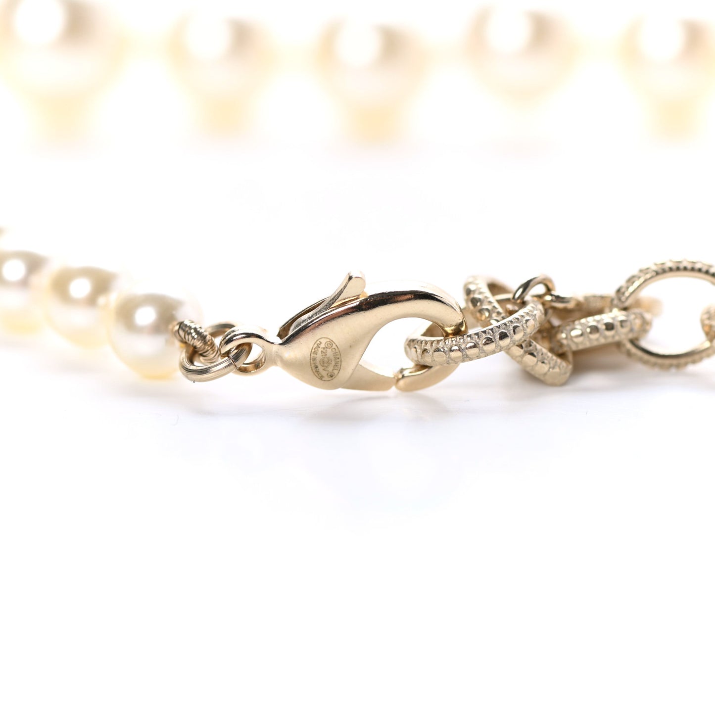 Pearl CC 100th Anniversary Necklace Light Gold