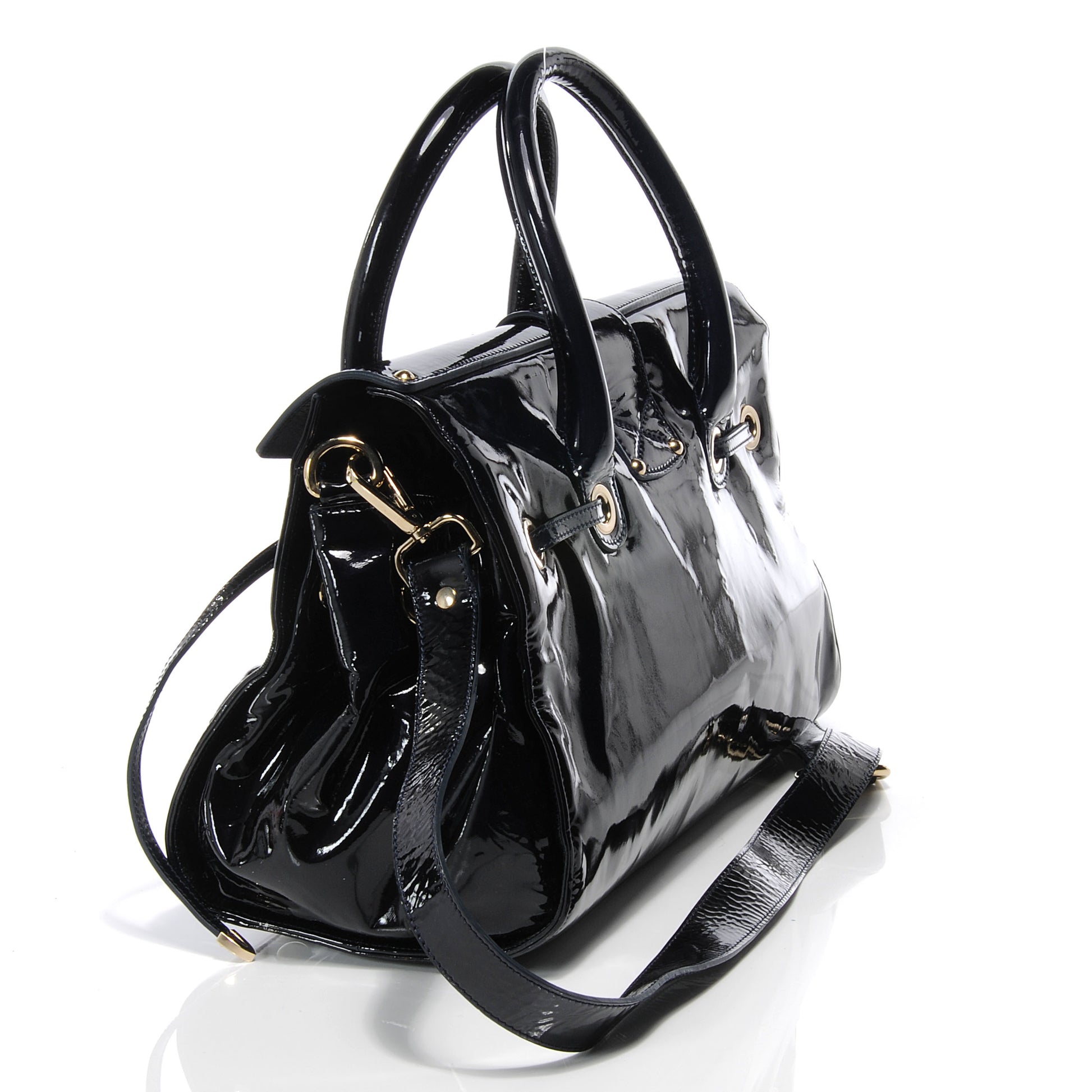 Jimmy Choo Patent Large Rosalie Satchel Navy 3 of 8