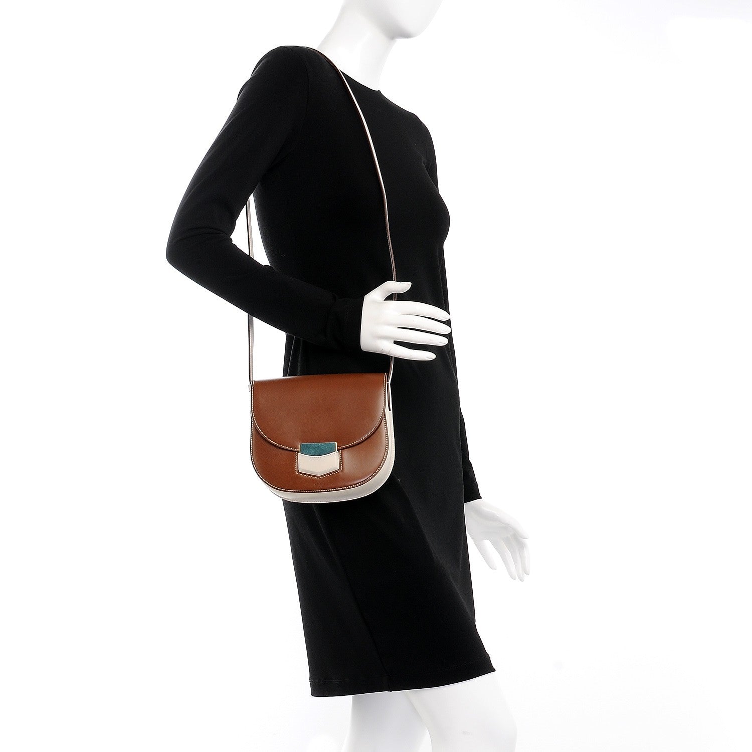 Celine Glazed Calfskin Small Bi-Color Trotteur Chestnut 2 of 6