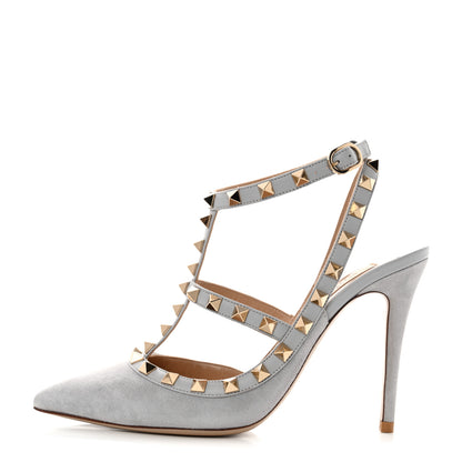 Valentino Garavani Suede Nappa Rockstud Ankle Strap 100mm Pumps 36.5 Pastel 1 of 9