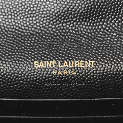 Saint Laurent Grain De Poudre Matelasse Chevron Small Monogram Envelope Wallet Black 6 of 9