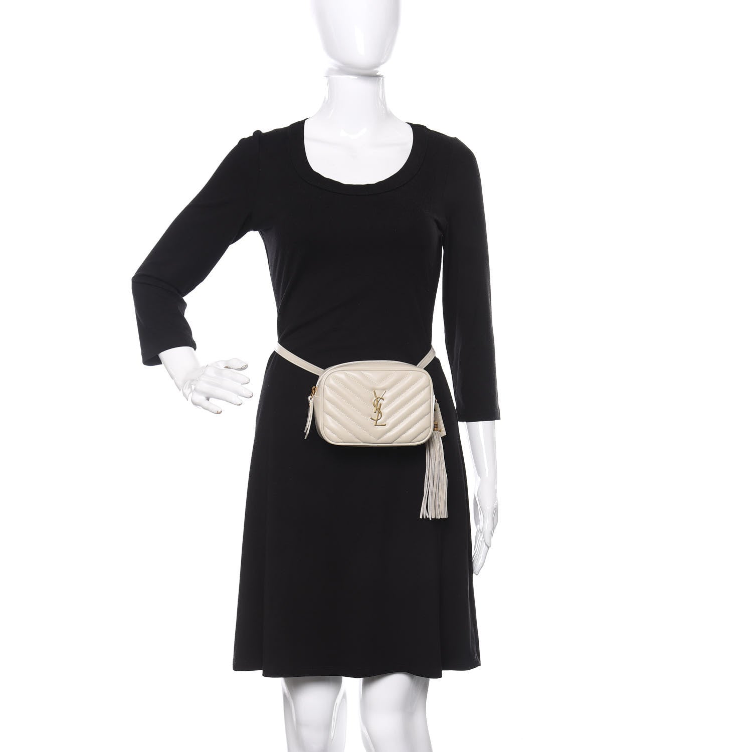 Saint Laurent Calfskin Matelasse Monogram Lou Belt Bag Ivory 2 of 12
