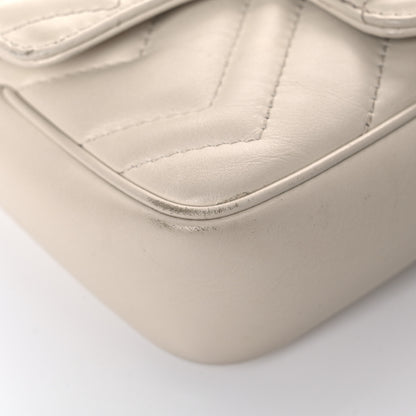 Gucci Calfskin Matelasse Super Mini GG Marmont Shoulder Bag White 8 of 19