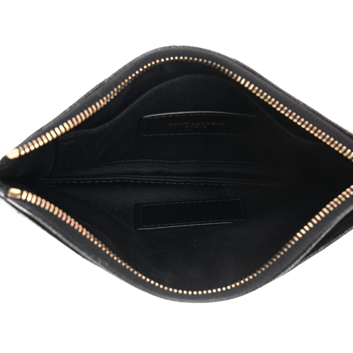Saint Laurent Grain De Poudre Chevron Monogram Bill Pouch Black 5 of 8