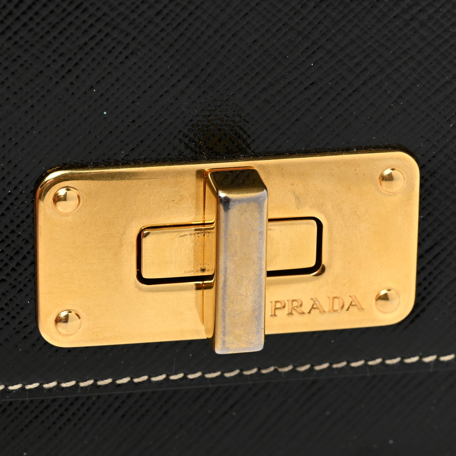 Prada Saffiano Vernice Turnlock Convertible Shoulder Bag Black 9 of 11