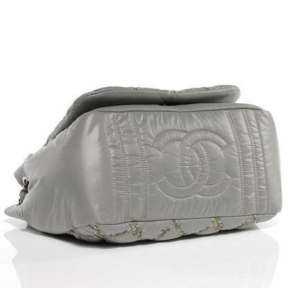 Chanel Nylon Quilted Tweed Stitch Bubble Flap Grey 4 of 8
