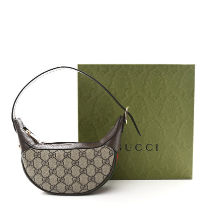 Gucci GG Supreme Monogram Textured Calfskin Web Mini Ophidia Half Moon Hobo Beige Ebony New Acero 11 of 11