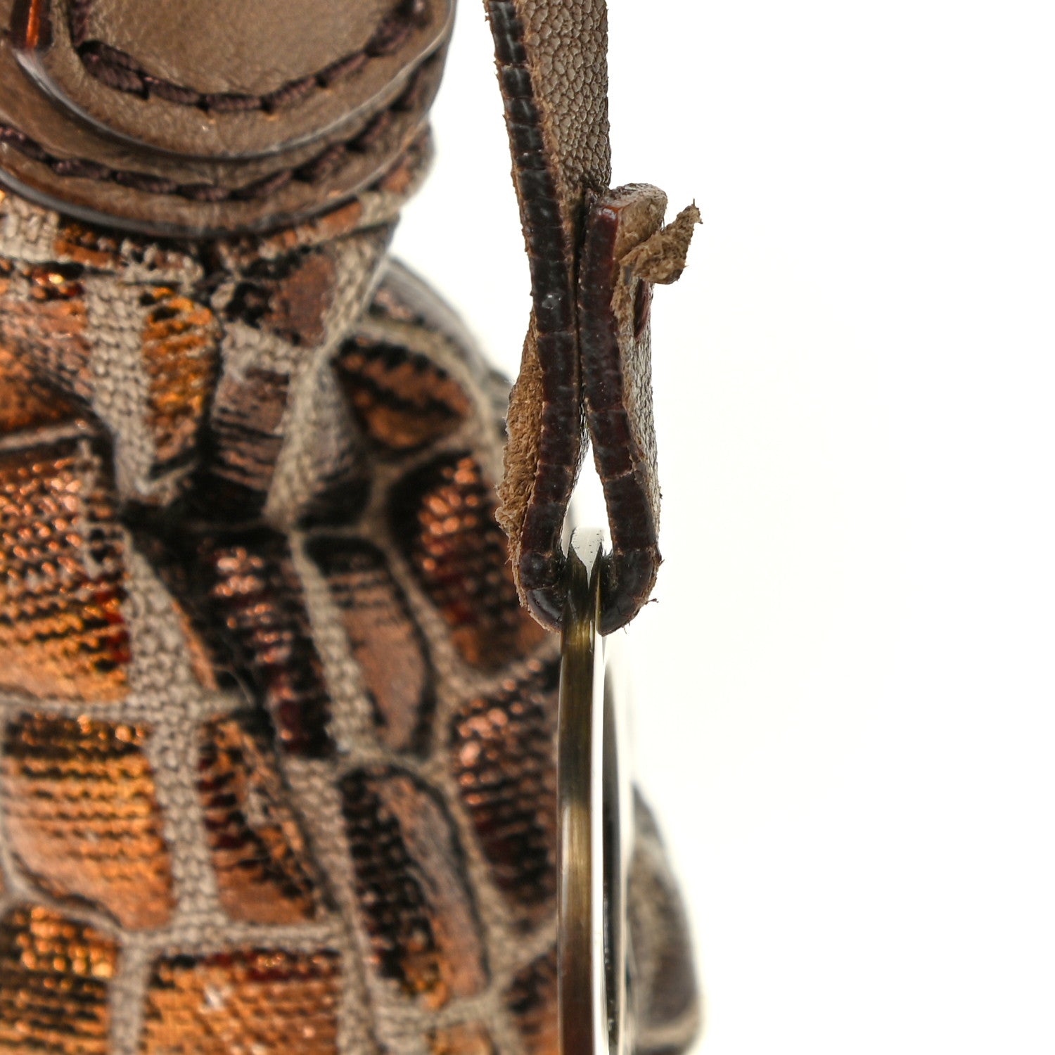 Fendi Metallic Canvas Crocodile Embossed Chef Shoulder Bag Bronze 9 of 11