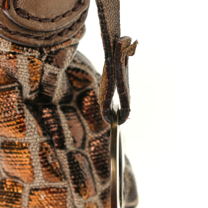 Fendi Metallic Canvas Crocodile Embossed Chef Shoulder Bag Bronze 9 of 11