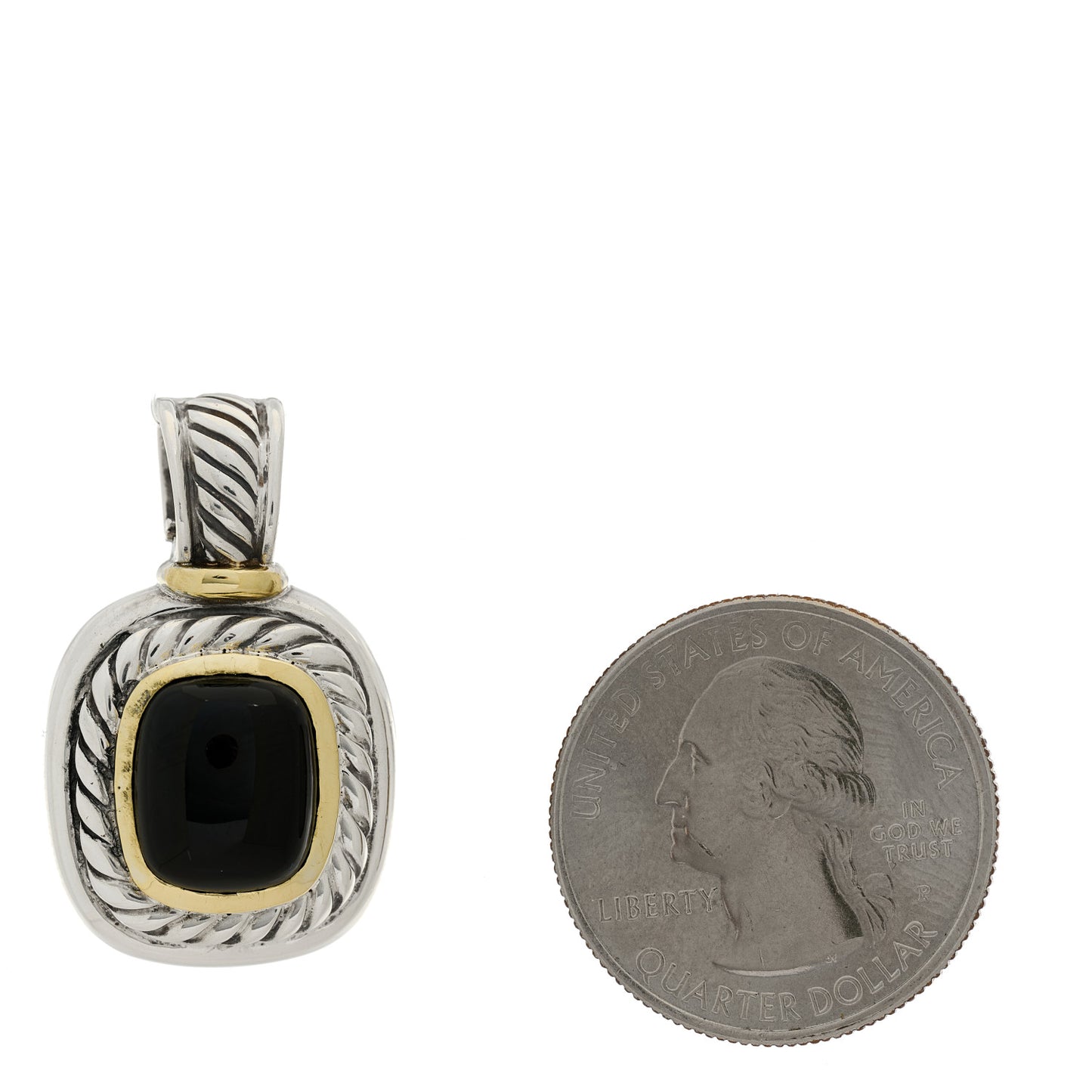 Sterling Silver 14K Yellow Gold Black Onyx Albion Enhancer Pendant
