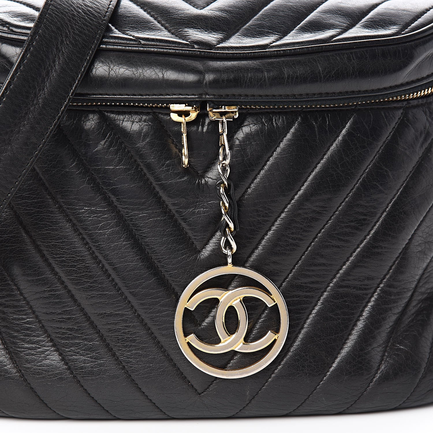 Chanel Lambskin Chevron Quilted Shoulder Bag Black 12 of 12