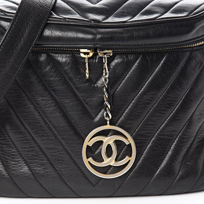 Chanel Lambskin Chevron Quilted Shoulder Bag Black 12 of 12