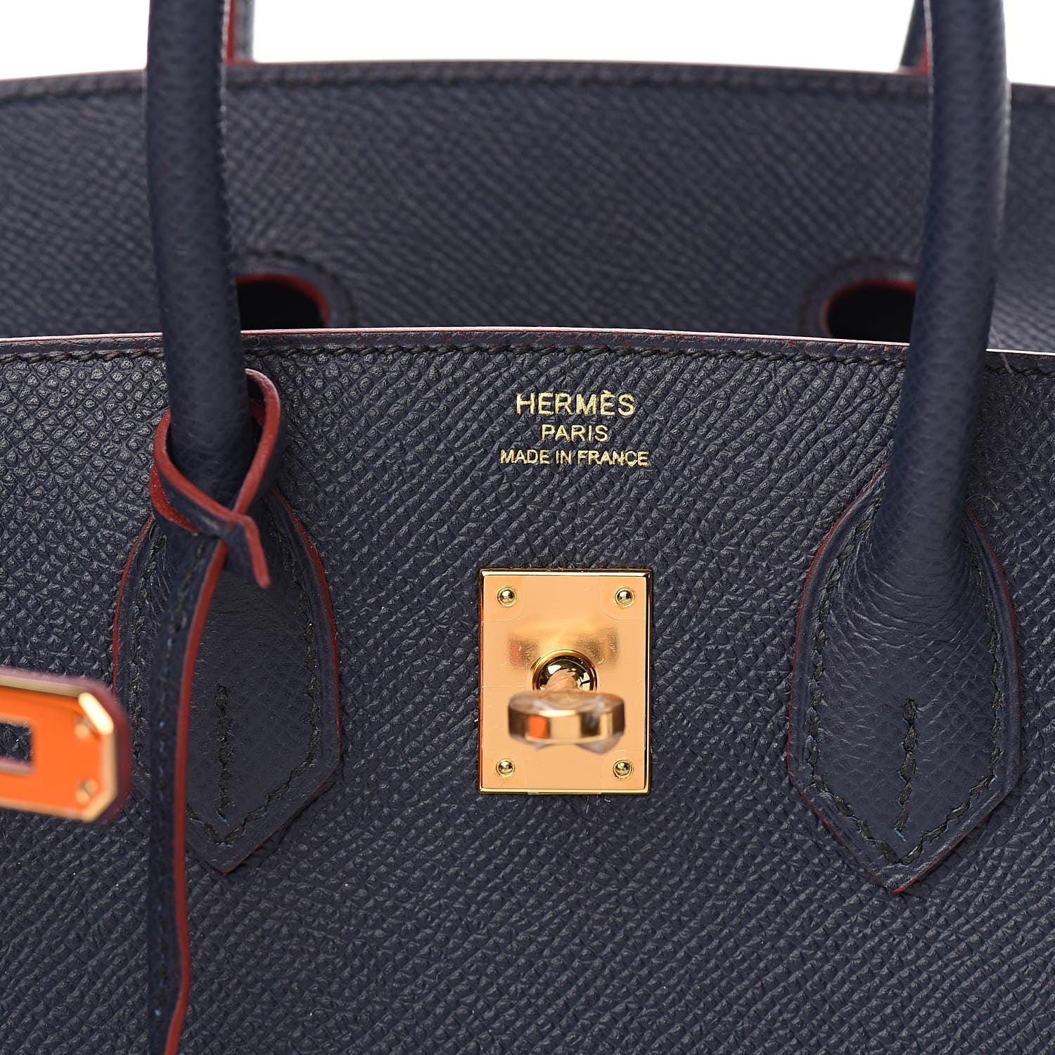 Hermes Epsom Contour Birkin 25 Bleu Indigo Rouge H 21 of 34