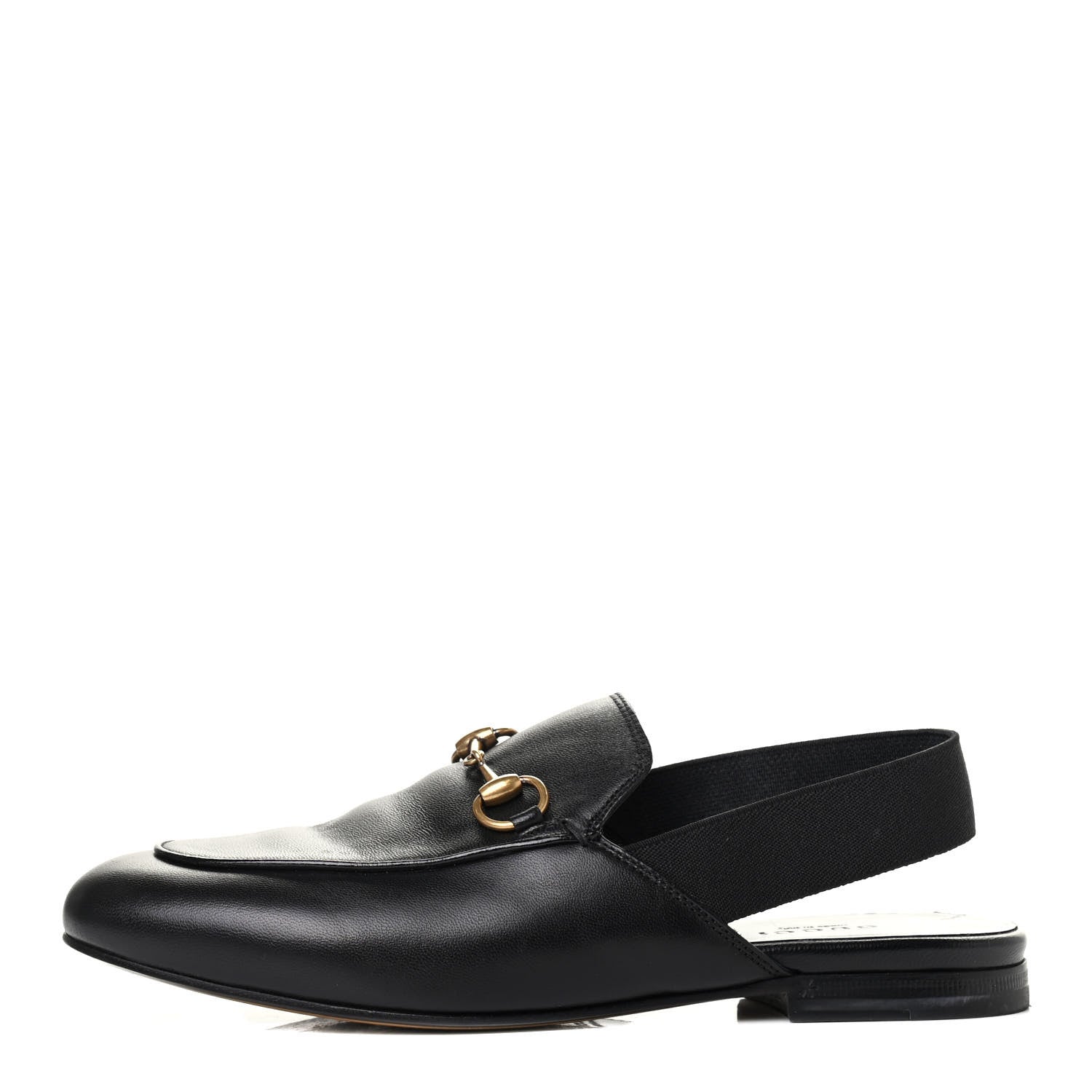Gucci Lambskin Horsebit Slingback Slippers 35.5 Black 1 of 4