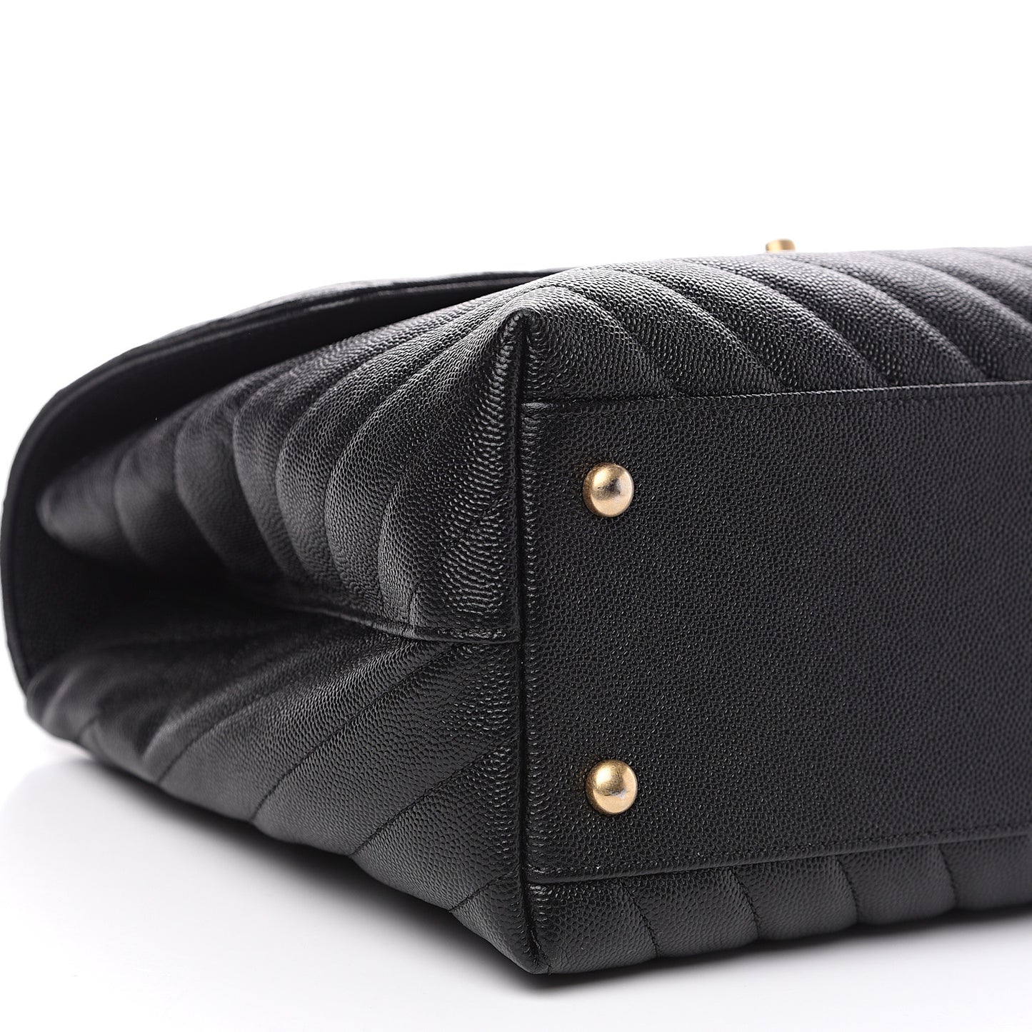 Caviar Chevron Quilted Medium Coco Handle Flap Black