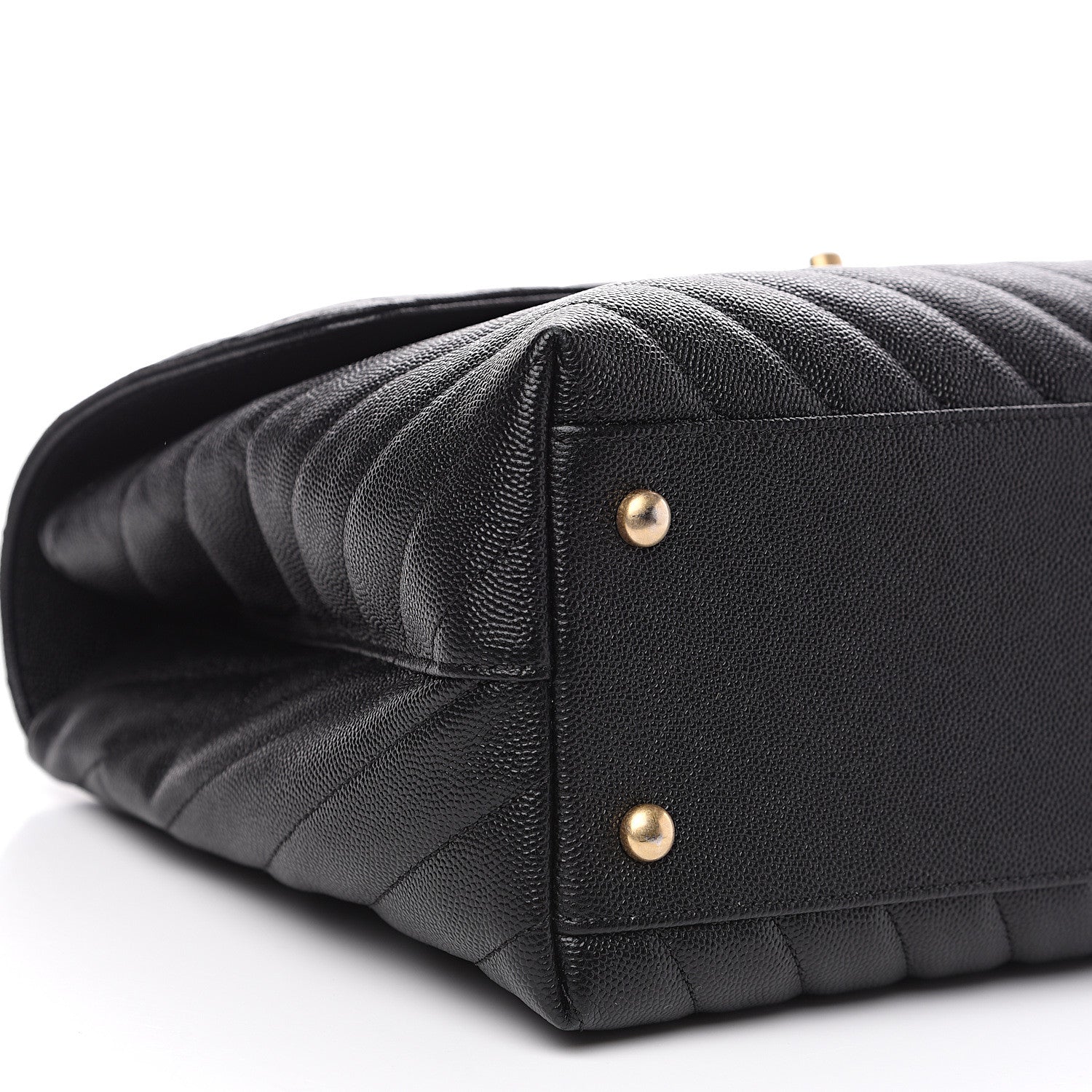Chanel Caviar Chevron Quilted Medium Coco Handle Flap Black 8 of 9