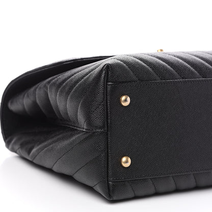 Chanel Caviar Chevron Quilted Medium Coco Handle Flap Black 8 of 9