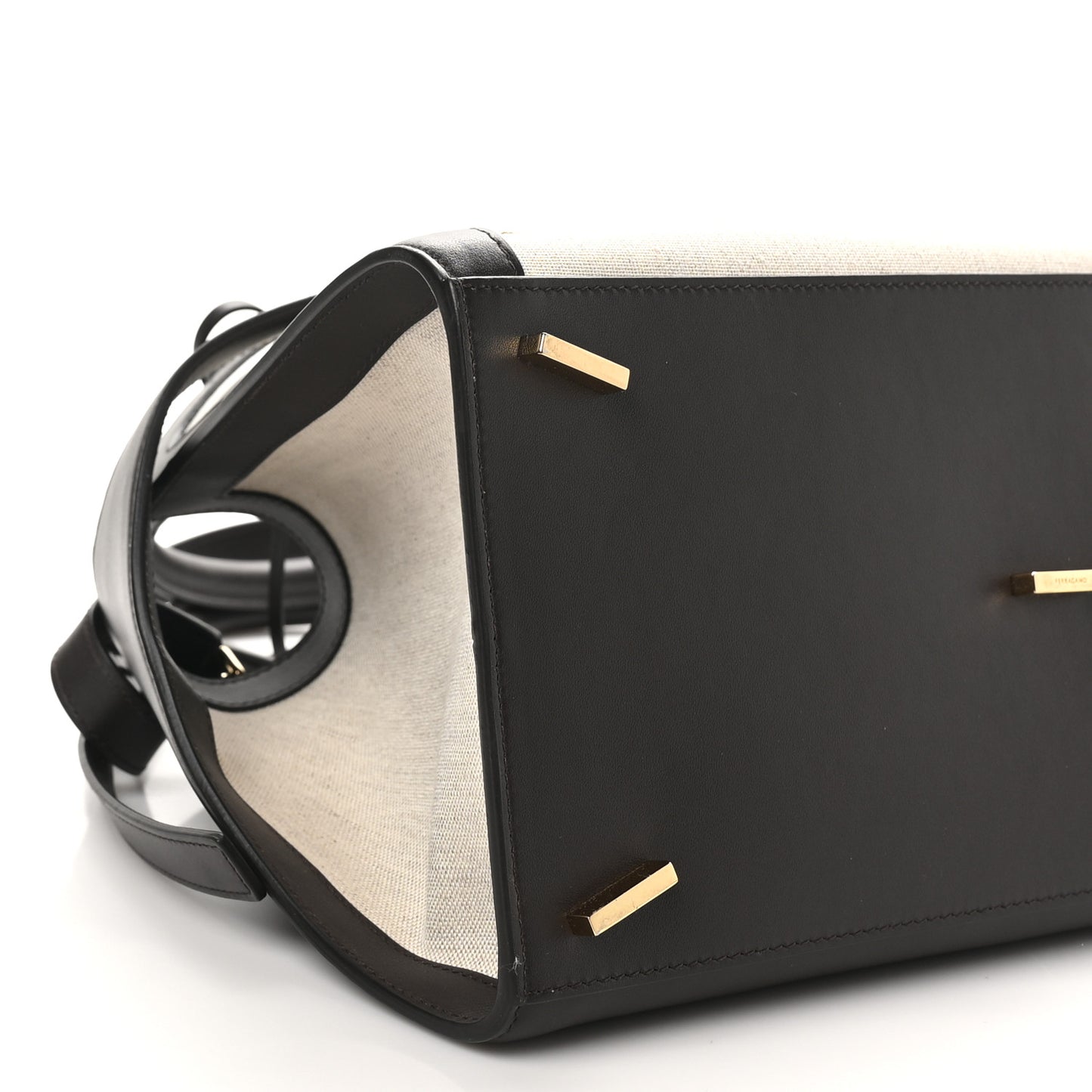Calfskin Canvas Small Hug Bag Natural Testa Di Moro