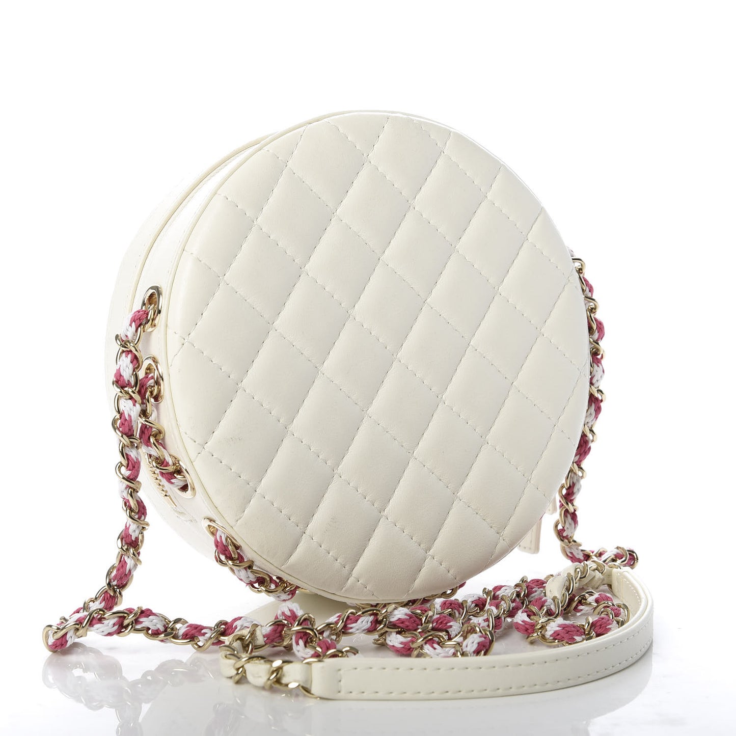 Lambskin Coco Lifesaver Round Bag Pink White