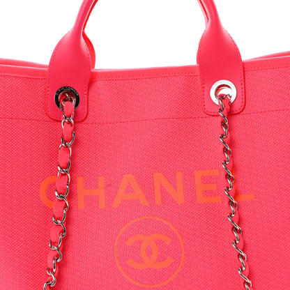 Chanel Mixed Fibers Calfskin Medium Deauville Tote Pink Orange 9 of 12