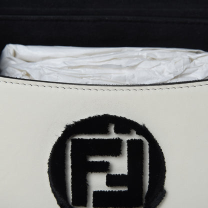 Fendi Vitello Century Velvet F is Fendi FF Embroidered Small Kan I Shoulder Bag White Black 12 of 12