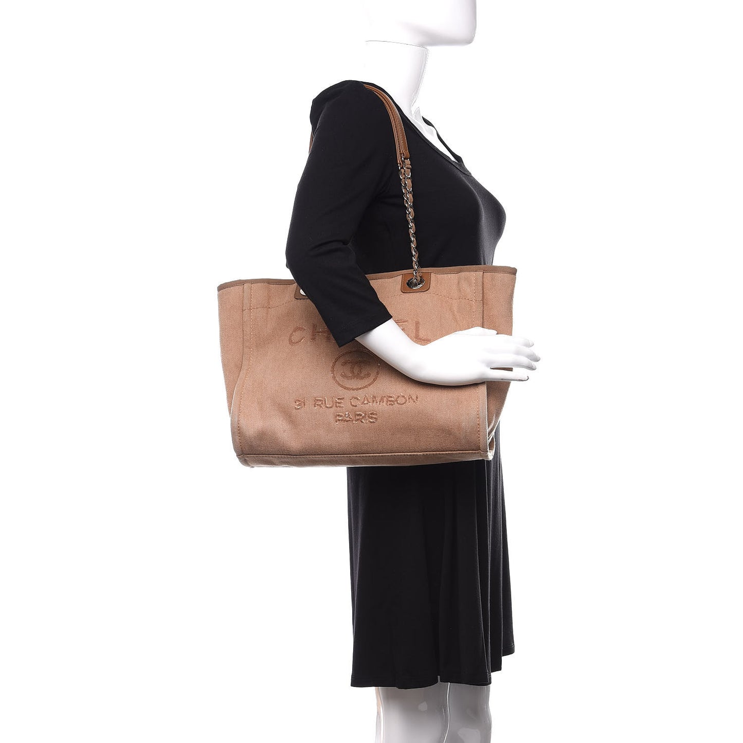 Canvas Sequin Small Deauville Tote Ecru