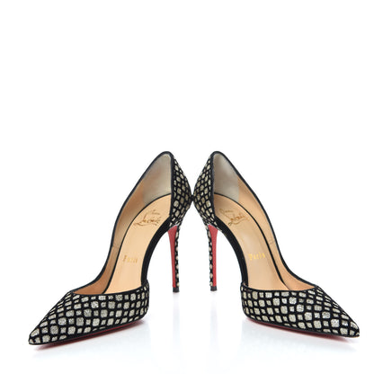 Christian Louboutin Glitter Floque Suede Iriza 100 Pumps 35 Platine Black 5 of 12