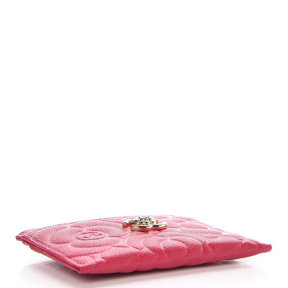 Chanel Caviar Camellia Embossed Card Holder Fuchsia 4 of 8