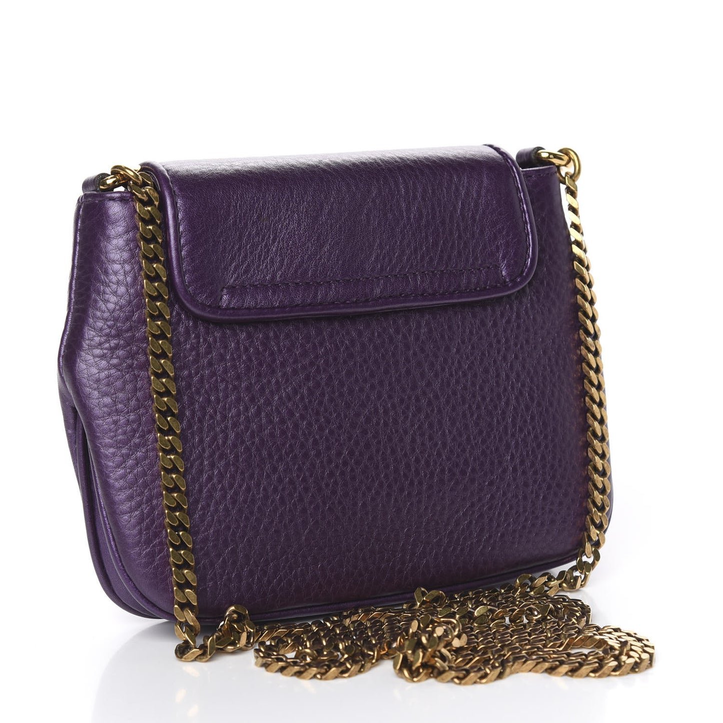 Metallic Pebbled Calfskin Small 1973 Chain Shoulder Bag Purple