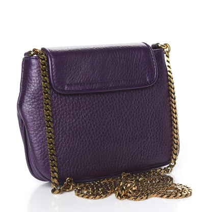 Gucci Metallic Pebbled Calfskin Small 1973 Chain Shoulder Bag Purple 3 of 10