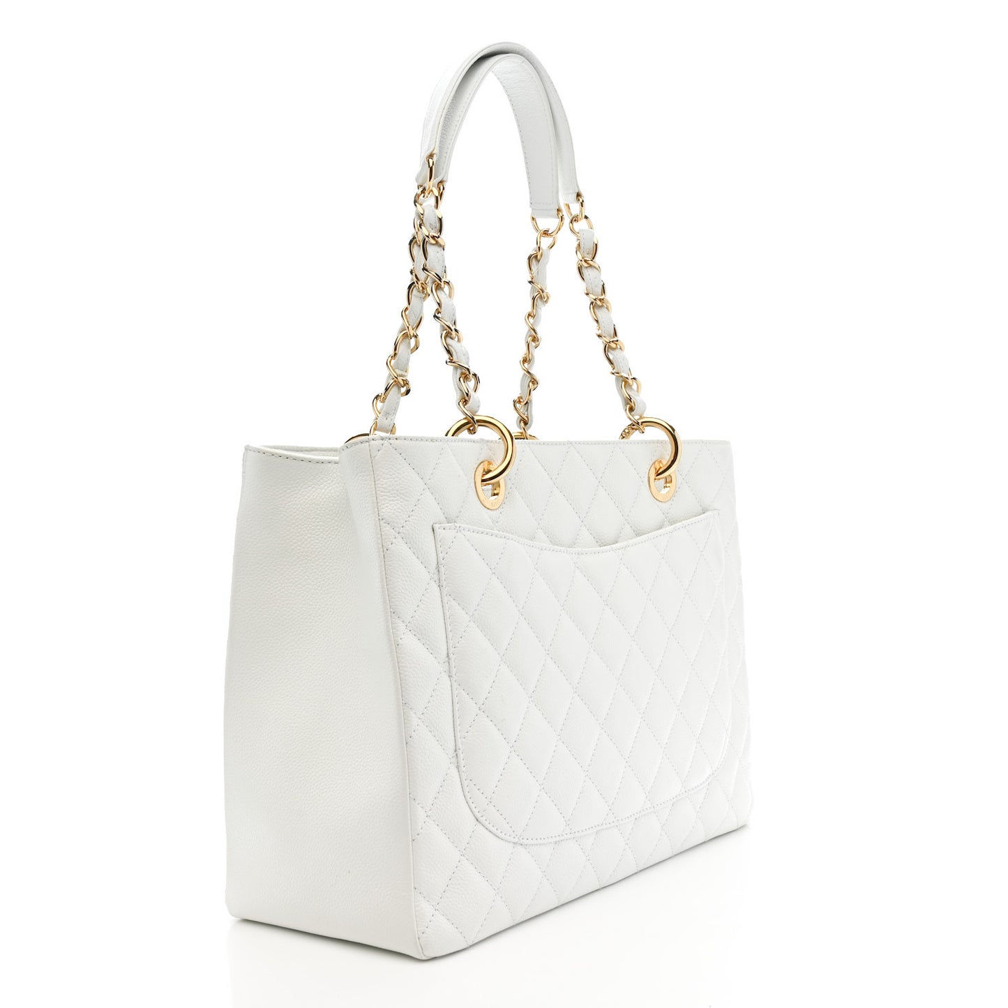Caviar Quilted Grand Shopping Tote GST White