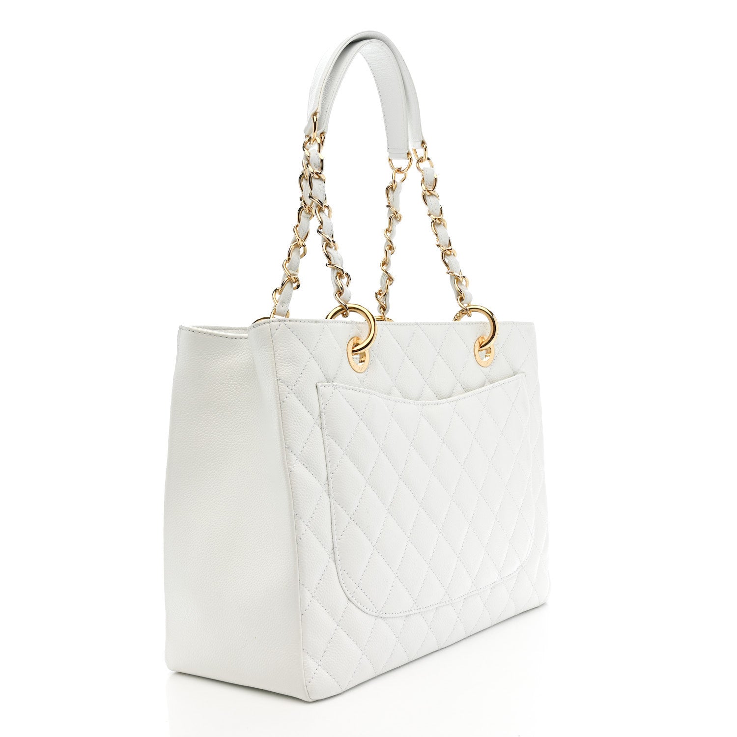 Chanel Caviar Quilted Grand Shopping Tote GST White 3 of 16