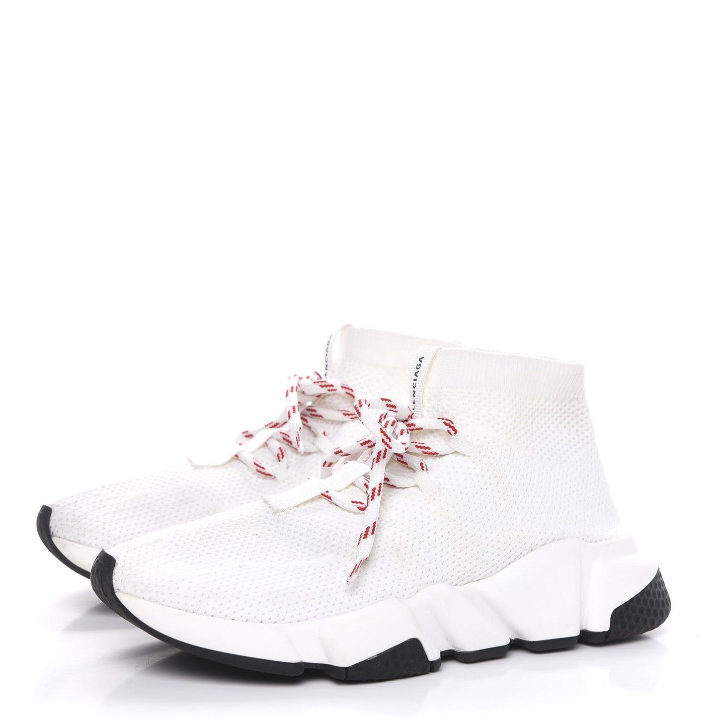 Knit Womens Speed Lace Up Sneakers 36 White