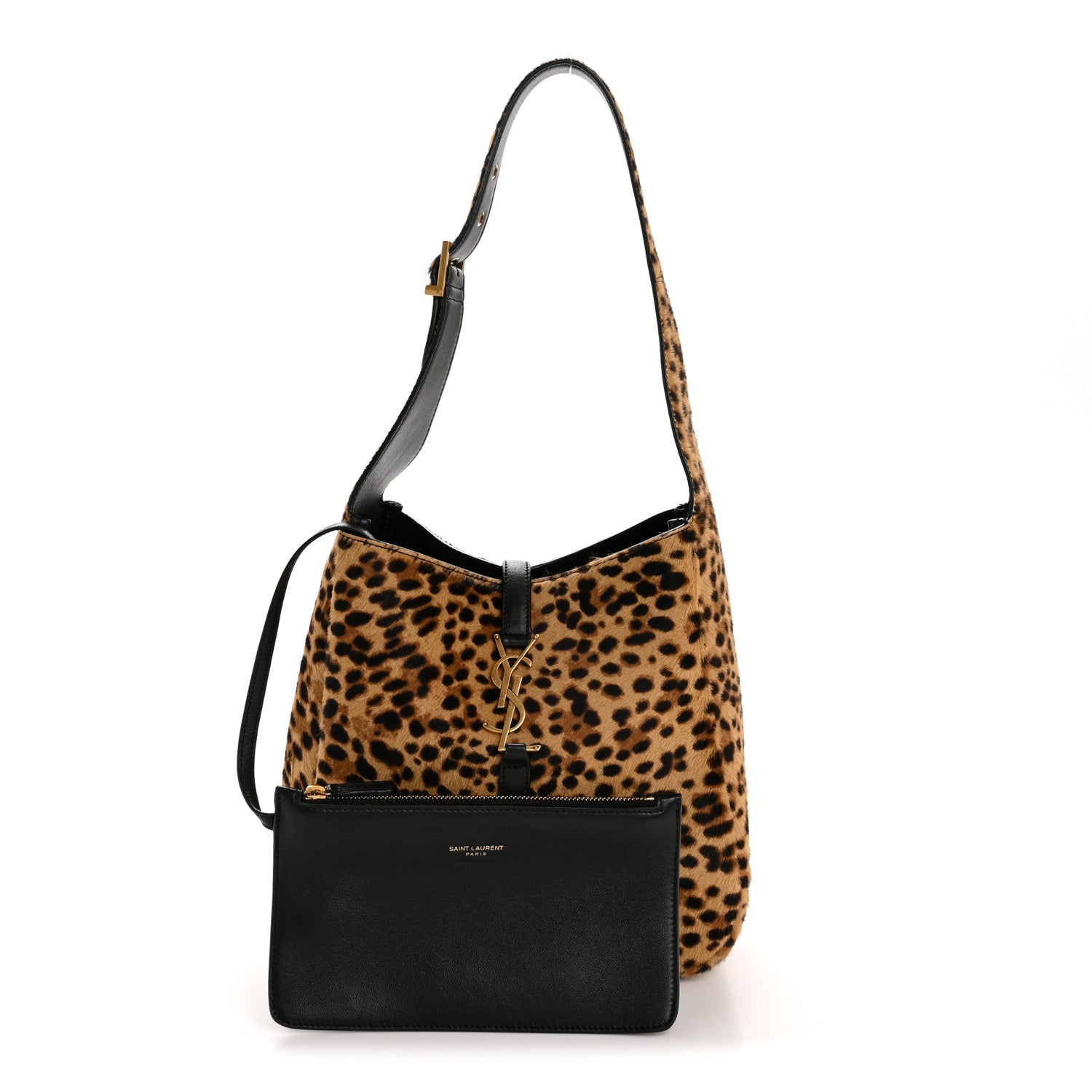 Saint Laurent Pony Hair Calfskin Leopard Print Small Le 5 A 7 Soft Hobo 3 of 13