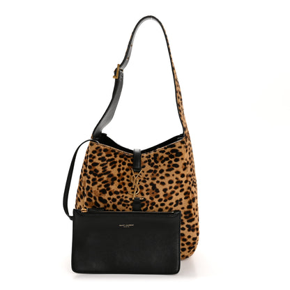 Saint Laurent Pony Hair Calfskin Leopard Print Small Le 5 A 7 Soft Hobo 3 of 13