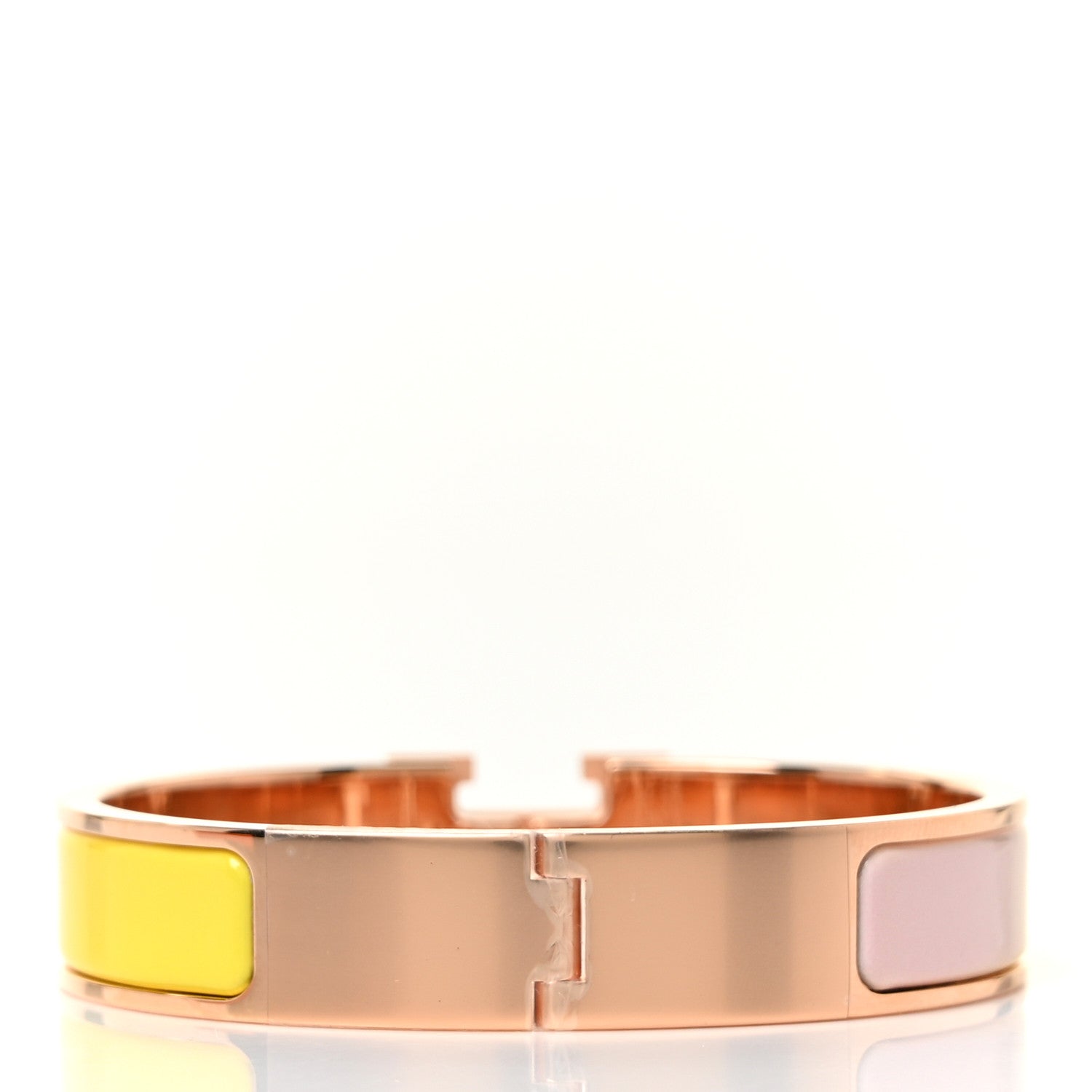 Hermes Enamel Narrow Clic Clac H Fusion Bracelet PM Rose Candeur Jaune Tennis 3 of 5