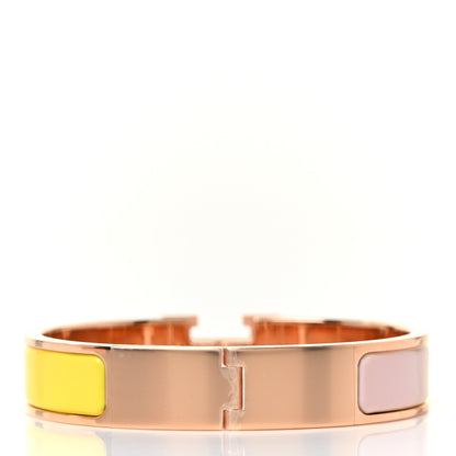 Hermes Enamel Narrow Clic Clac H Fusion Bracelet PM Rose Candeur Jaune Tennis 3 of 5