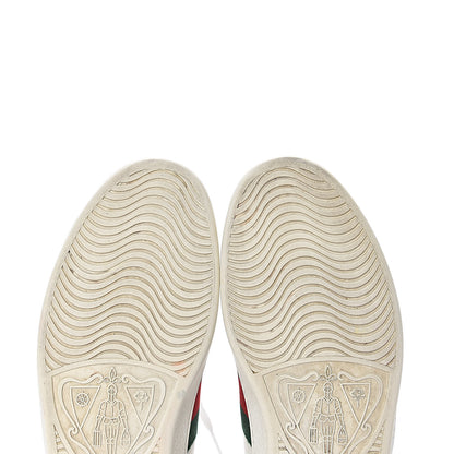 Gucci Miro Soft Calfskin Laminated Ayers Web Bee Embroidered Mens Ace Sneakers 7.5 White Red Flame Green 9 of 14