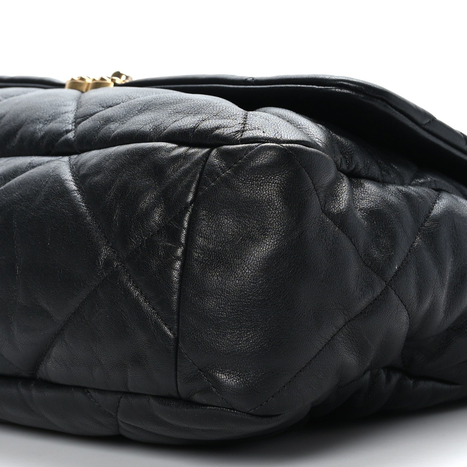 Chanel Shiny Goatskin Quilted Maxi Chanel 19 Flap Black 9 of 10