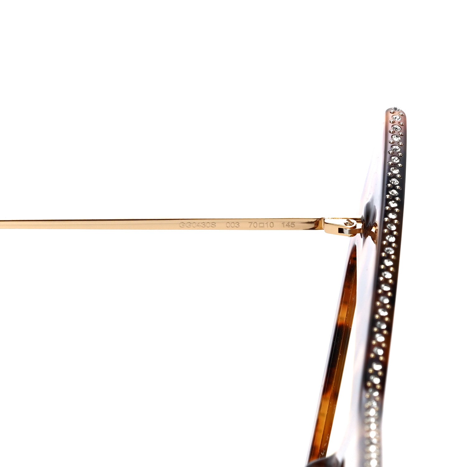 Gucci Acetate Crystal Geometric Sunglasses GG0430S Havana 6 of 6