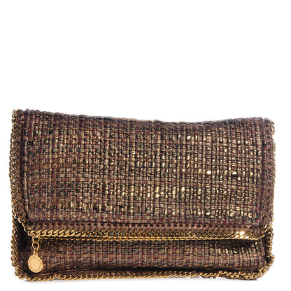Stella McCartney Woven Boucle Fold Over Falabella Clutch Gold 1 of 6